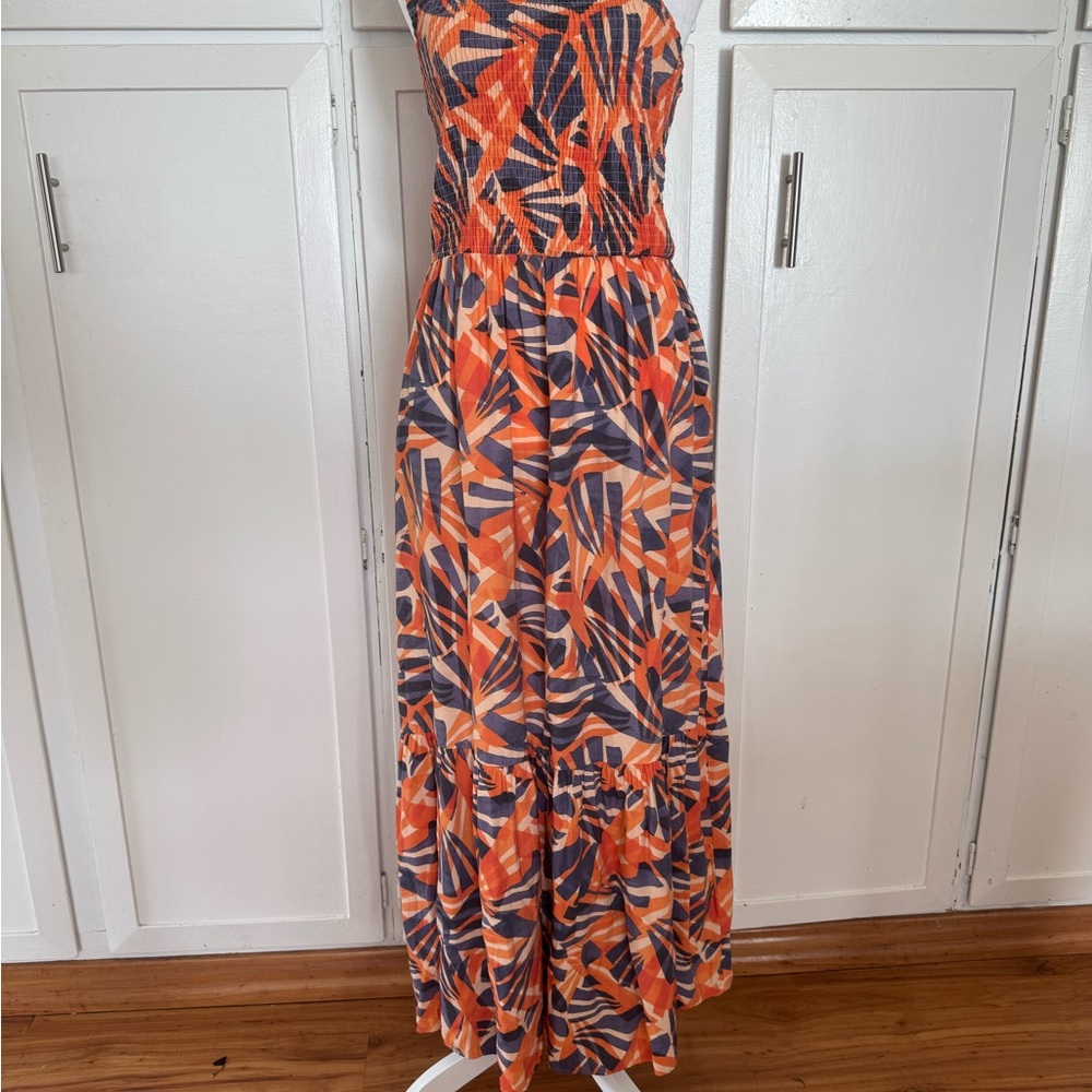 Orange and Blue Geometric Maxi pants